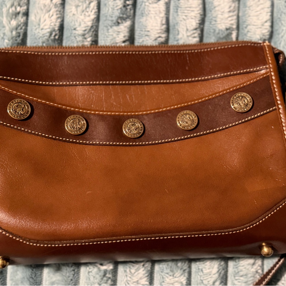 Brahmin Two-Tone Tan and Dark Brown Leather Crossbody